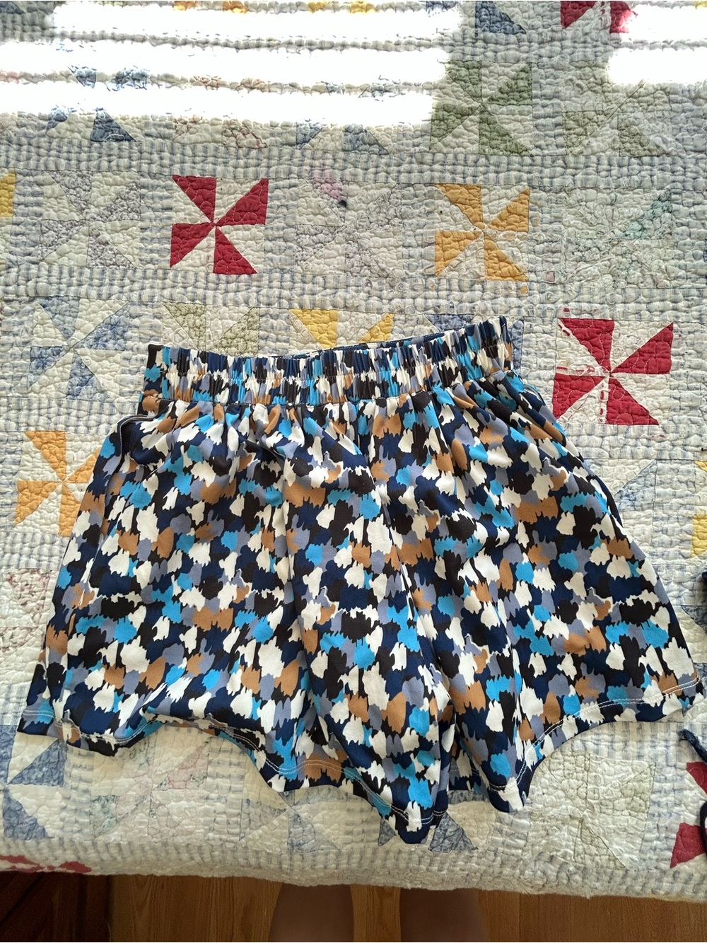 Valentino Abstract Print Women's Shorts - Blue / Tan / White / Black